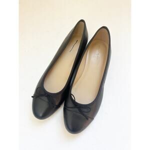NWOB Ann Taylor Black Cap Toe Leather Ballerina Flat 8.5
